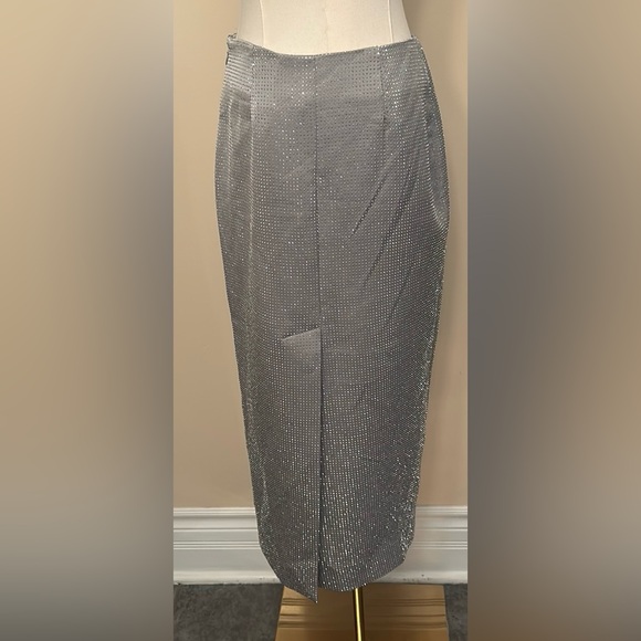 ZARA grey/silver rhinestone pencil skirt size small - Picture 11 of 14